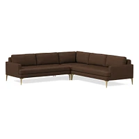 Andes Leather 3-Piece L-Shaped Sectional (94"–105") | West Elm