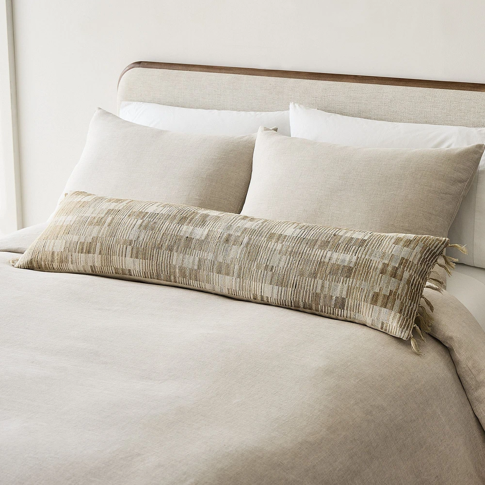 Silk Woven Lines Oversized Lumbar Pillow Cover | West Elm