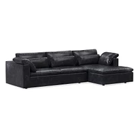 Harmony Modular Leather 2-Piece Sleeper Sectional w/Storage Chaise (123") | West Elm