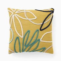 Outdoor Linework Floral Pillow | West Elm