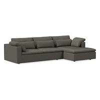 Harmony Modular Leather 2-Piece Sleeper Sectional w/Storage Chaise (123") | West Elm