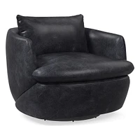 Crescent Leather Grand Swivel Chair | West Elm