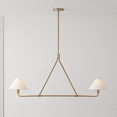 Beatrix Linear 2 Light Pendant, 46in, White Linen/Champagne