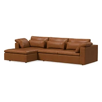 Harmony Modular Leather 2-Piece Sleeper Sectional w/Storage Chaise (123") | West Elm