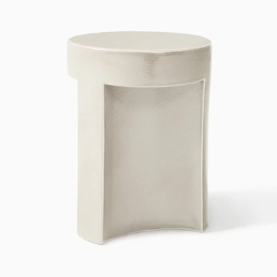 Essie Outdoor 13 Round Side Table, Bone