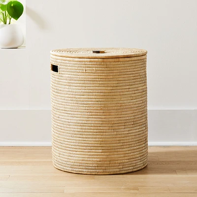 Wooden Handle Lidded Hampers | West Elm