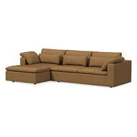 Harmony Modular Leather 2-Piece Sleeper Sectional w/Storage Chaise (123") | West Elm