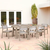 Portside Wood Outdoor Round Expandable Dining Table (48"–93") & Stacking Chairs Set | West Elm