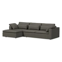 Harmony Modular Leather 2-Piece Sleeper Sectional w/Storage Chaise (123") | West Elm