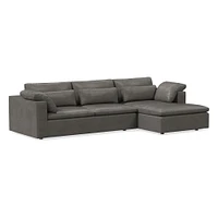 Harmony Modular Leather 2-Piece Sleeper Sectional w/Storage Chaise (123") | West Elm