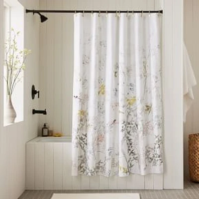 Chinoiserie Printed Shower Curtain, Misty Rose, 72"x74"