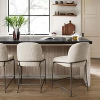 Curved Back Counter Stool, Lyon Pewter