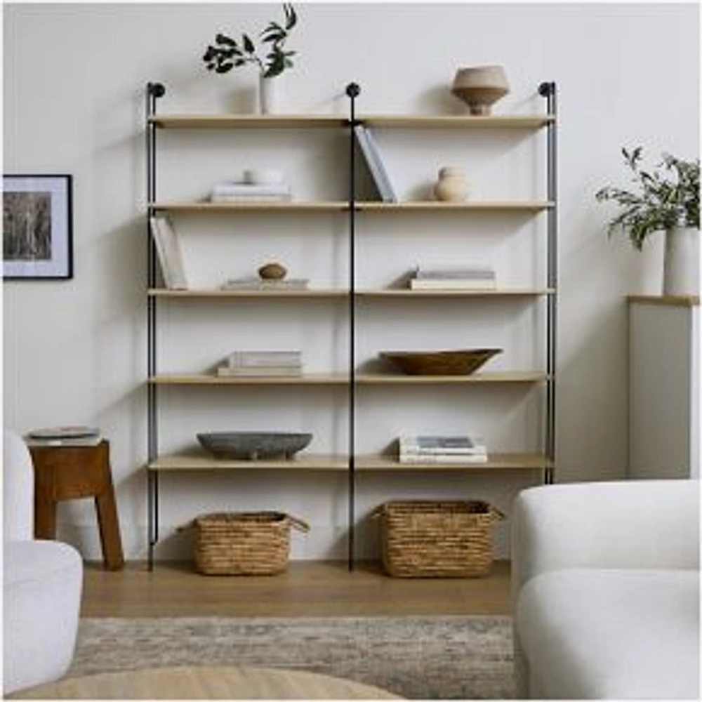 Willow Modular Shelving Set - (2) 5-Shelf Wall Unit, Cerused White