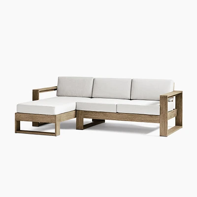 Portside Outdoor 2-Piece Chaise Sectional 92", Left Arm Sofa, Right Chaise, Driftwood, Pearl Gray