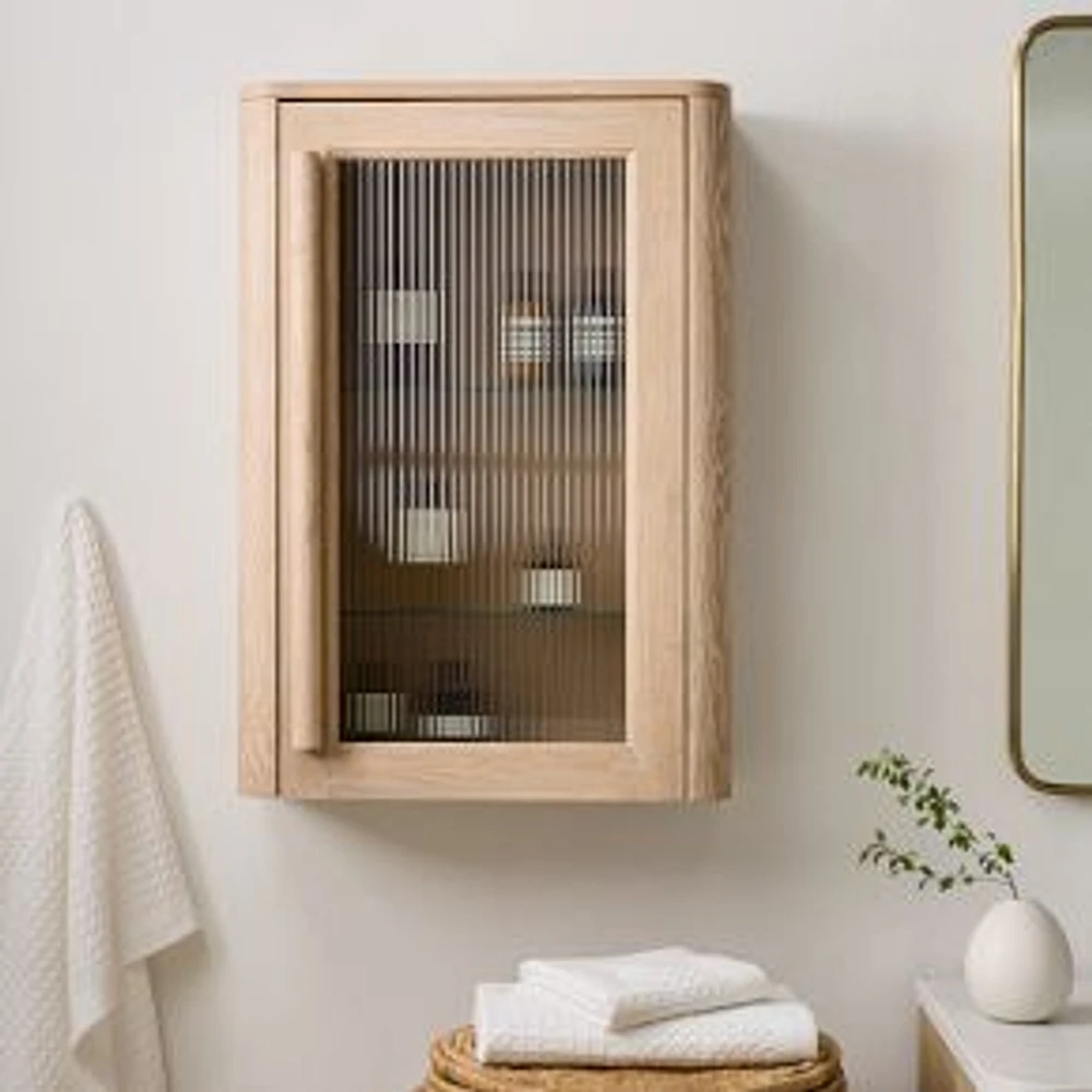 Isley Wall Cabinet, Fluted Glass, Cerused White