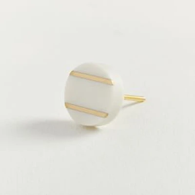 Brass & Marble Knob, White