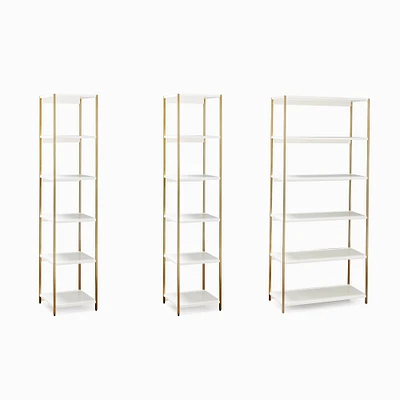 Zane Wide Bookshelf & 2 Narrow Bookshelves Set - White | West Elm