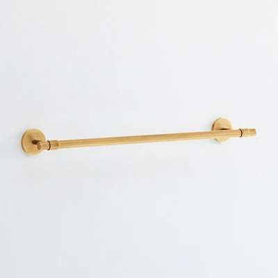 Pure Modernist Bath Hardware, Towel Bar, Antique Brass, 18"