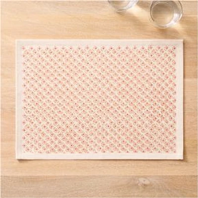 Anita Block-printed Cotton Table Placemat, Set of 2, Blush