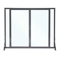 Full Height Glass Door Fireplace Screen, Black, 39x31