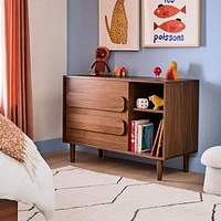 Gemini Dresser With Cubbies  Wide Dresser Walnut