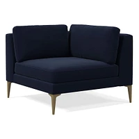 Open Box: Andes RA Chair, Poly, Performance Distressed Velvet, Ink Blue, Blackened Brass