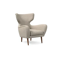 Lucia Chair, Poly, Yarn Dyed Linen Weave, Alabaster, Cool Walnut