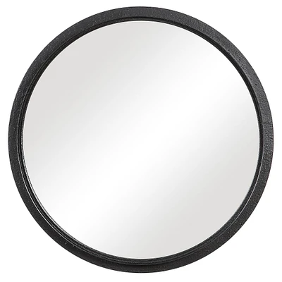 Textured Black Round Metal Mirror | West Elm