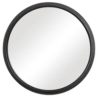 Textured Black Round Metal Mirror | West Elm