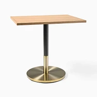 Restaurant Table, Top 24x32" Rect, Dark Walnut, Dining Ht Orbit Base, Bronze/Brass