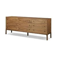 Berriman Solid Walnut 9-Drawer Dresser -Natural Walnut Veneer