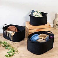 Honey Can Do Collection Coil Baskets, Black Cotton, Set Of 3