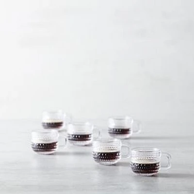 Jupiter Beaded Glass Espresso Cup, Clear, Set of 6