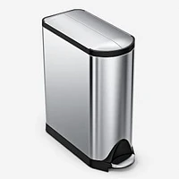 40L Butterfly Dual Compartment Step Trash Can, Brushed Steel