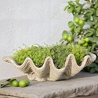 Wave Stone Indoor/Outdoor Bowl Planter, 21.5"W x 12.5"D x 6"H