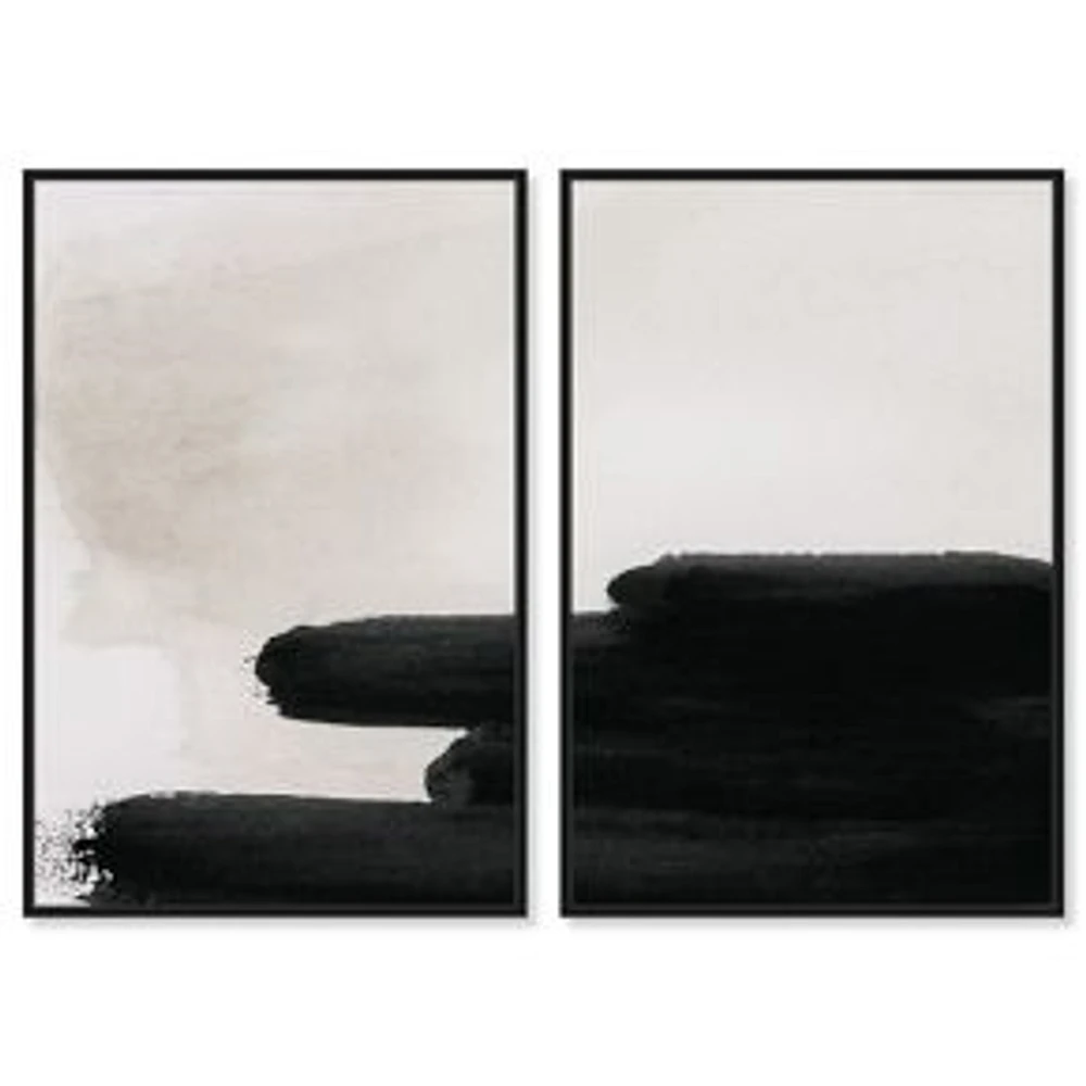 Oliver Gal Black Degrade Diptych Framed Canvas Wall Art