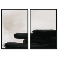 Oliver Gal Black Degrade Diptych Framed Canvas Wall Art