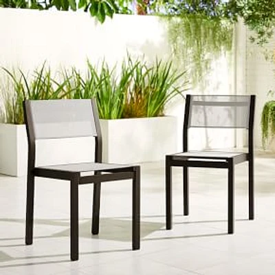 Portside Aluminum Outdoor Set of 2 Textilene Dining Chair, Dark Bronze