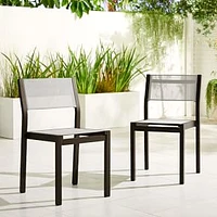 Portside Aluminum Outdoor Set of 2 Textilene Dining Chair, Dark Bronze