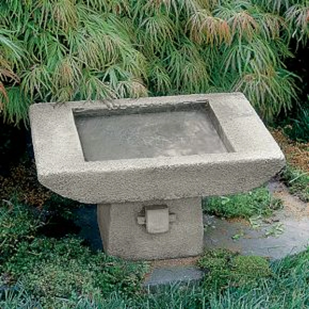 Stone Bird Bath, 16.25"W x 12.25"D x 8.5"H, Gray