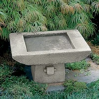 Stone Bird Bath, 16.25"W x 12.25"D x 8.5"H, Gray