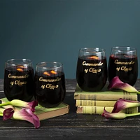 Bee Stemless Wine Glass Black