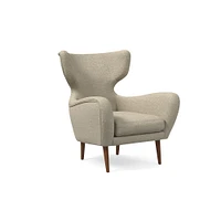 Lucia Chair, Poly, Yarn Dyed Linen Weave, Alabaster, Cool Walnut