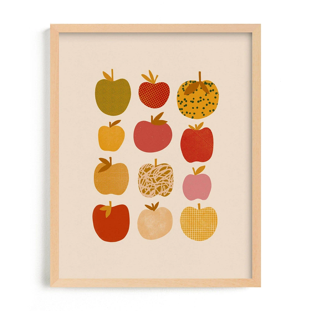 Apples, Natural Wood Frame, Full Bleed Print, 11x14