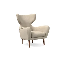 Lucia Chair, Poly, Yarn Dyed Linen Weave, Alabaster, Cool Walnut