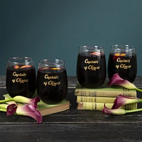 Bee Stemless Wine Glass Black