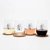 Bee Stemless Wine Glass Black