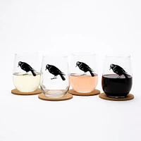 Bee Stemless Wine Glass Black