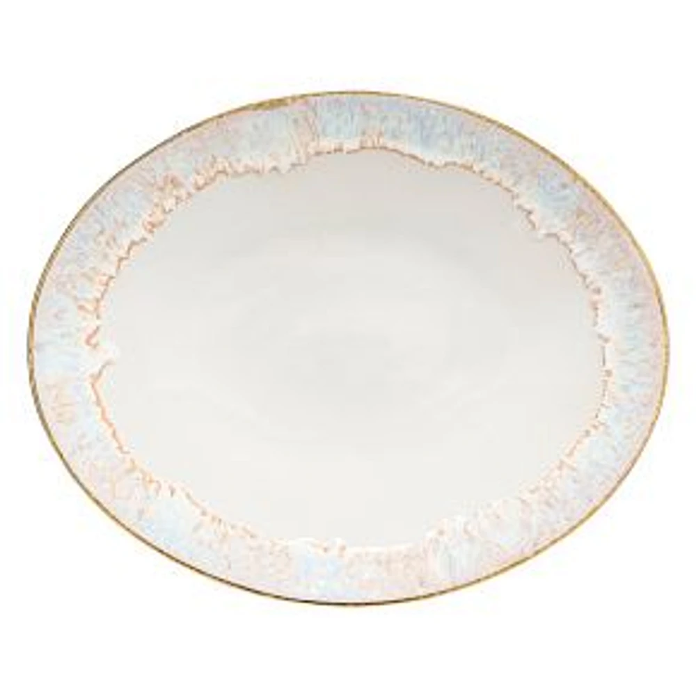 Taormina Gold-Rimmed Oval Platter, White, 16"W