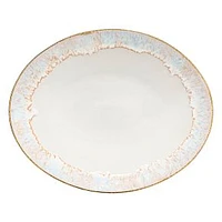 Taormina Gold-Rimmed Oval Platter, White, 16"W